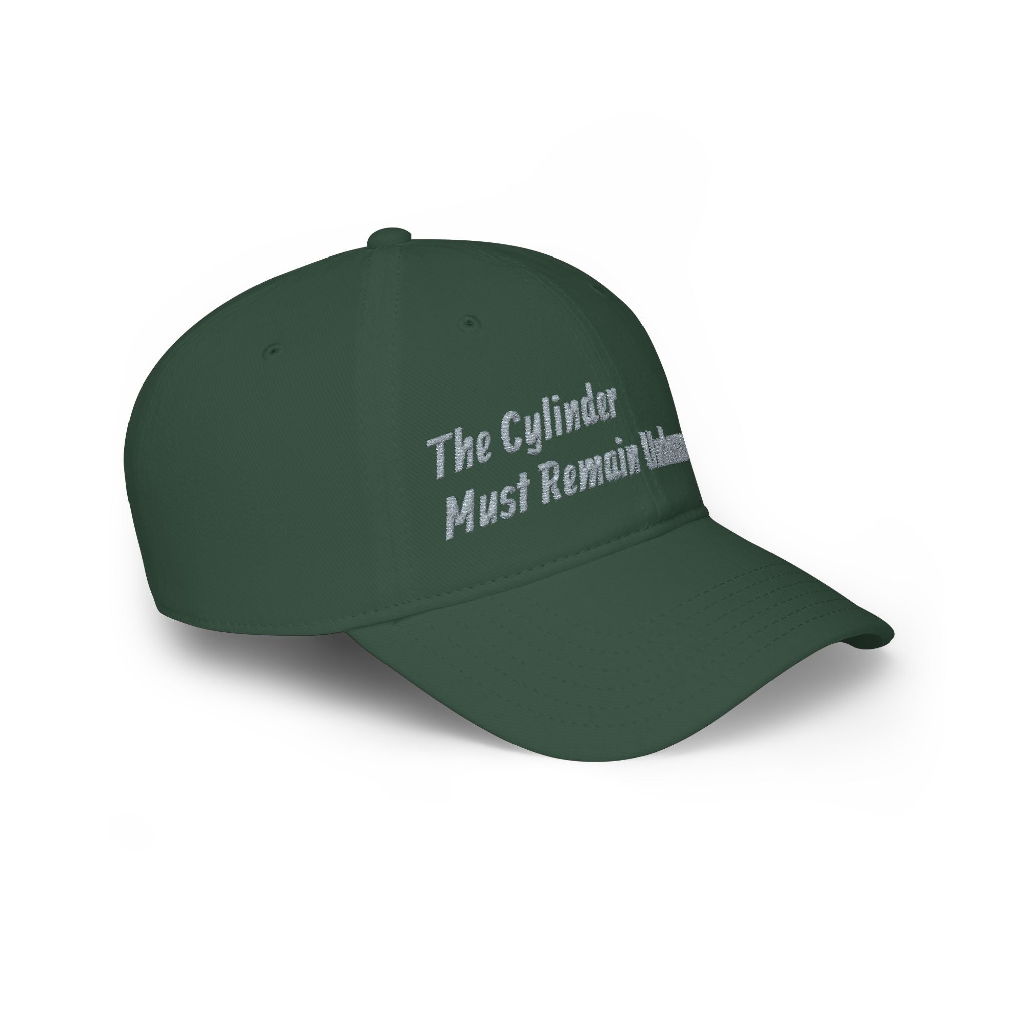 Low Profile Baseball Cap — “The Cylinder Must Remain Unharmed” Embroidered Red Hat