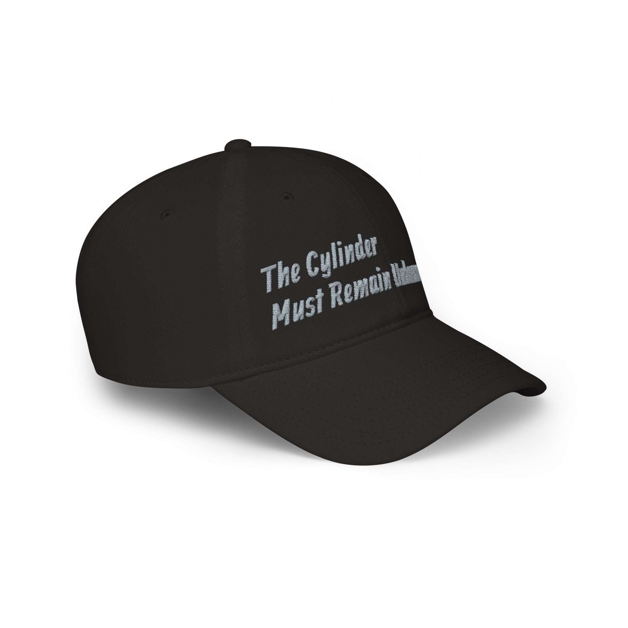Low Profile Baseball Cap — “The Cylinder Must Remain Unharmed” Embroidered Red Hat