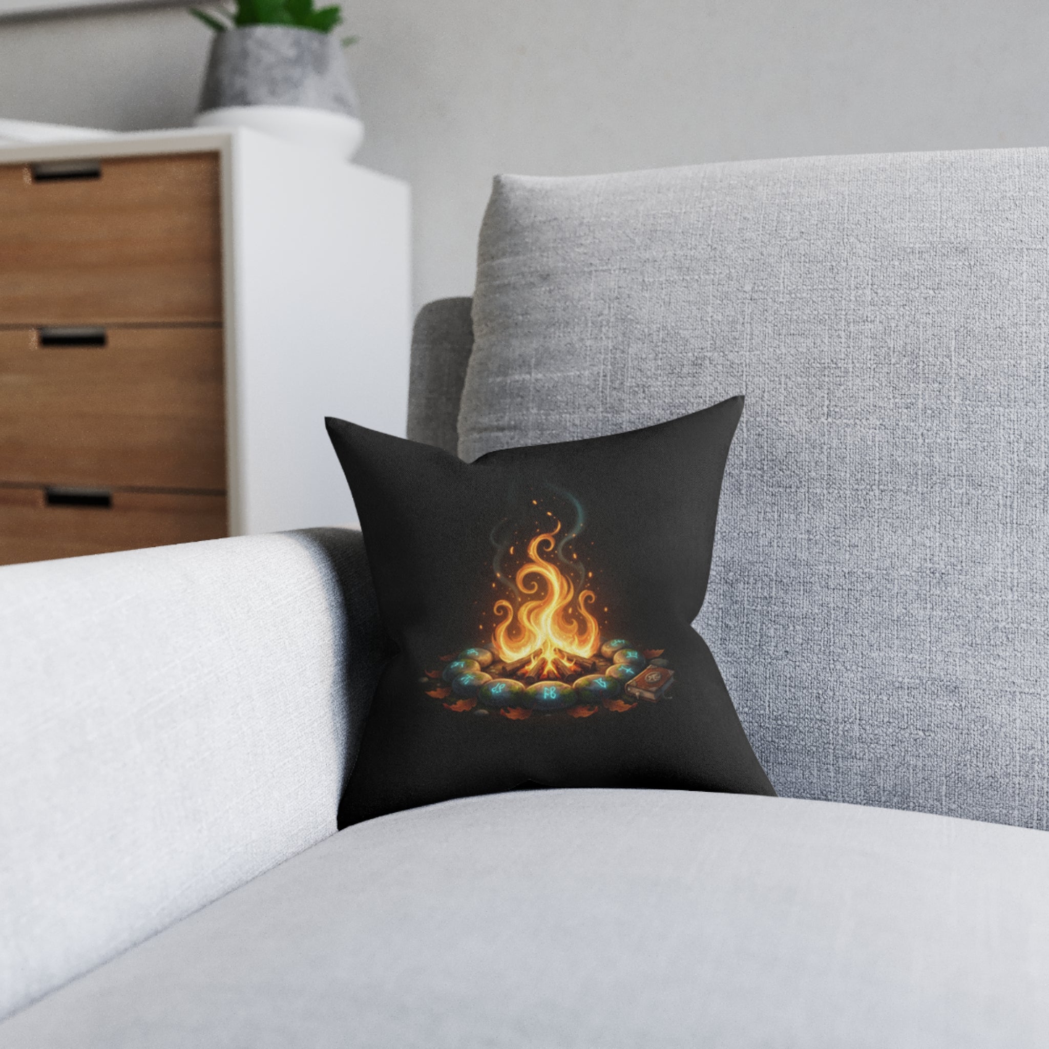 Campfire Glow Square Pillow - Cozy Outdoor Camping Decor