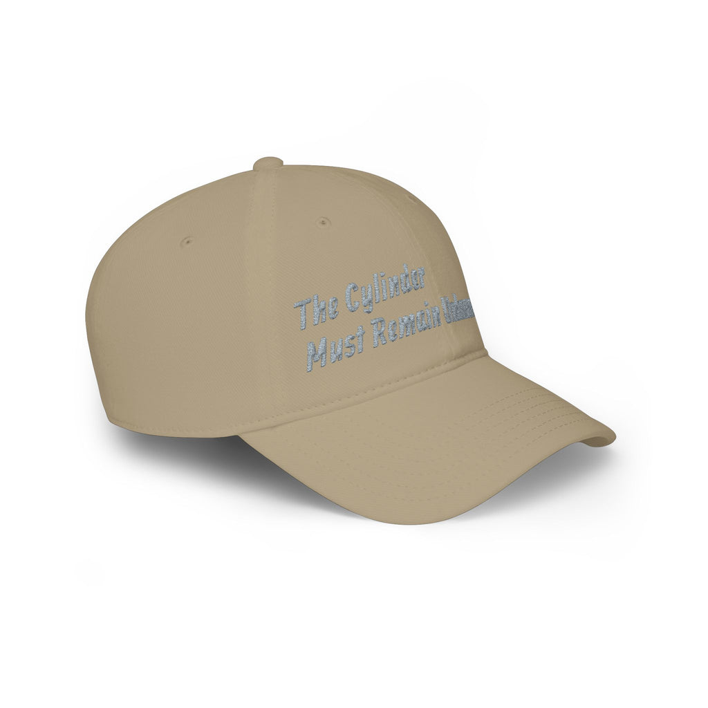 Low Profile Baseball Cap — “The Cylinder Must Remain Unharmed” Embroidered Red Hat