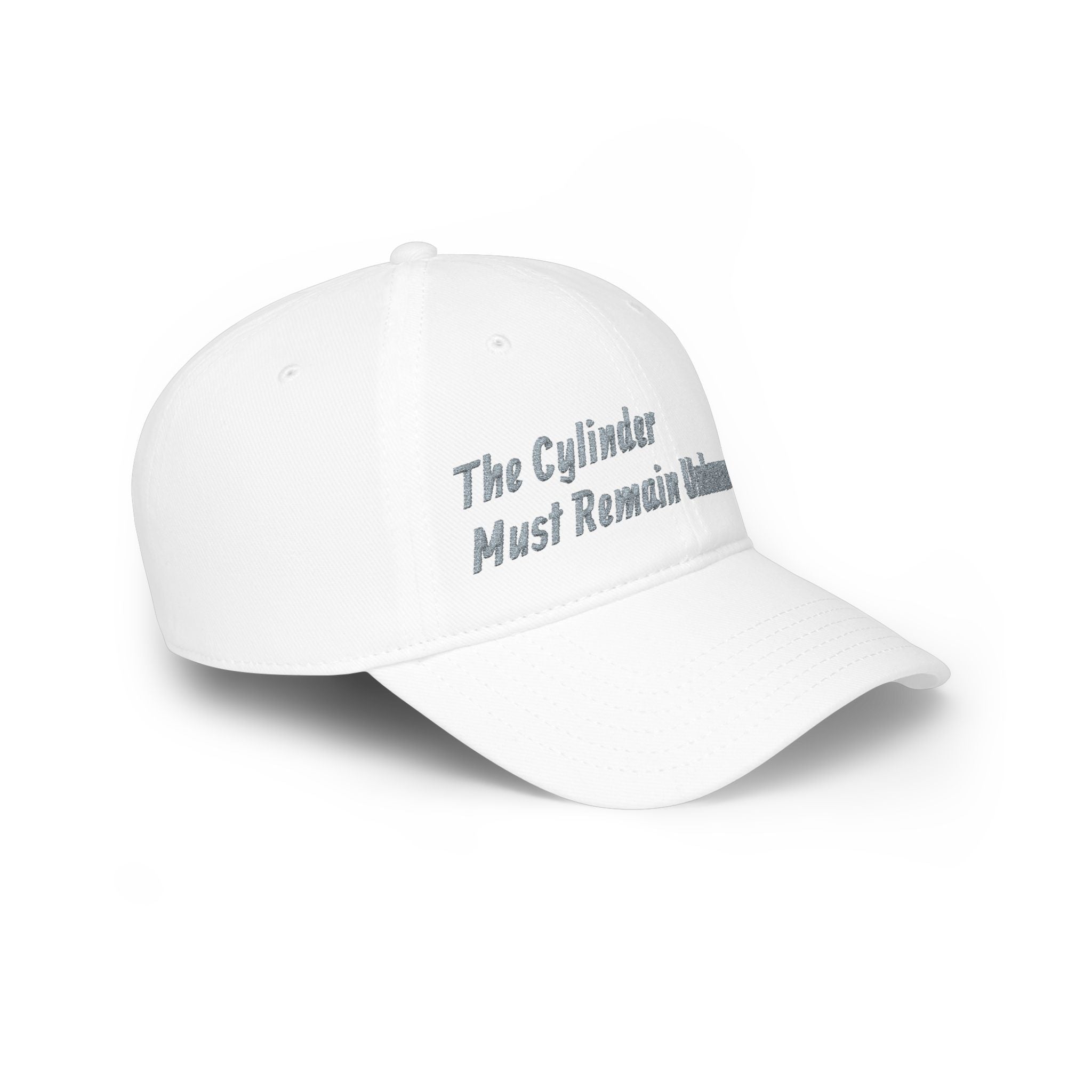 Low Profile Baseball Cap — “The Cylinder Must Remain Unharmed” Embroidered Red Hat
