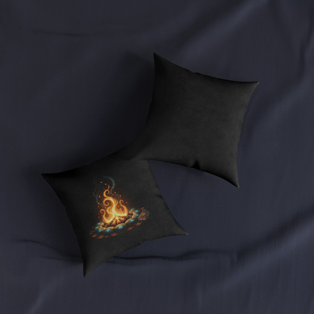 Campfire Glow Square Pillow - Cozy Outdoor Camping Decor